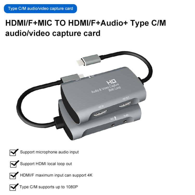 Z30A HDMI Female + Mic to HDMI Female + Audio + USB-C / Type-C Video Capture Box - Video Capture Solutions by buy2fix | Online Shopping UK | buy2fix
