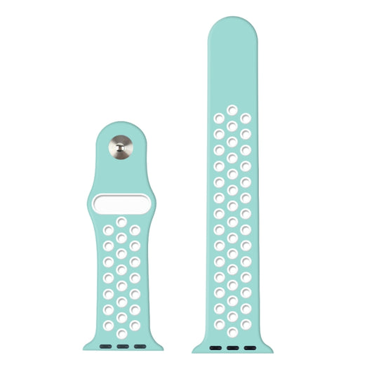 For Apple Watch Series 10 42mm / 9&8&7 41mm / SE 3&SE 2&6&SE&5&4 40mm / 3&2&1 38mm Fashionable Classical Silicone Sport Watch Band (White Green) by buy2fix