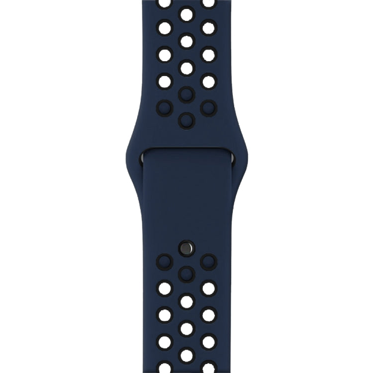 For Apple Watch Ultra 49mm&Watch Ultra 2 49mm / Series 10 46mm / 9&8&7 45mm / SE 3&SE 2&6&SE&5&4 44mm / 3&2&1 42mm Fashionable Classical Silicone Sport Watch Band (Blue Black) - Watch Bands by buy2fix | Online Shopping UK | buy2fix