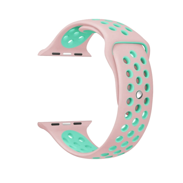 For Apple Watch Ultra 49mm&Watch Ultra 2 49mm / Series 10 46mm / 9&8&7 45mm / SE 3&SE 2&6&SE&5&4 44mm / 3&2&1 42mm Fashionable Classical Silicone Sport Watch Band(Pink Green) - Watch Bands by buy2fix | Online Shopping UK | buy2fix
