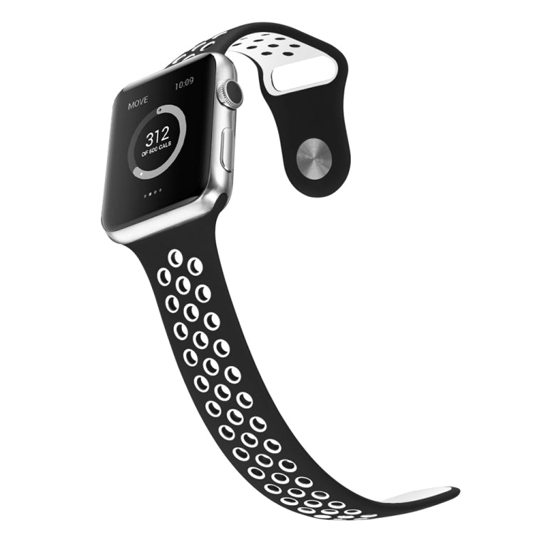 For Apple Watch Ultra 49mm&Watch Ultra 2 49mm / Series 10 46mm / 9&8&7 45mm / SE 3&SE 2&6&SE&5&4 44mm / 3&2&1 42mm Fashionable Classical Silicone Sport Watch Band(Black White) - Watch Bands by buy2fix | Online Shopping UK | buy2fix