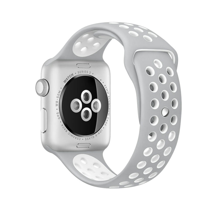For Apple Watch Ultra 49mm&Watch Ultra 2 49mm / Series 10 46mm / 9&8&7 45mm / SE 3&SE 2&6&SE&5&4 44mm / 3&2&1 42mm Fashionable Classical Silicone Sport Watch Band(Grey White) - Watch Bands by buy2fix | Online Shopping UK | buy2fix