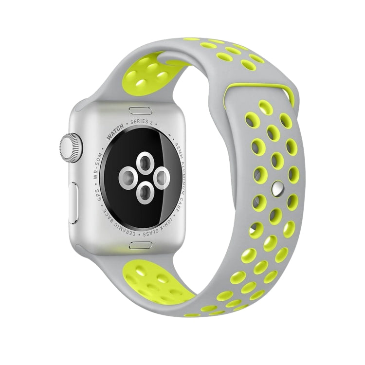 For Apple Watch Ultra 49mm&Watch Ultra 2 49mm / Series 10 46mm / 9&8&7 45mm / SE 3&SE 2&6&SE&5&4 44mm / 3&2&1 42mm Fashionable Classical Silicone Sport Watch Band(Grey Yellow) - Watch Bands by buy2fix | Online Shopping UK | buy2fix