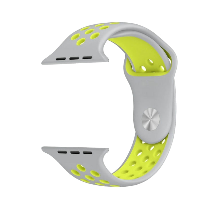 For Apple Watch Ultra 49mm&Watch Ultra 2 49mm / Series 10 46mm / 9&8&7 45mm / SE 3&SE 2&6&SE&5&4 44mm / 3&2&1 42mm Fashionable Classical Silicone Sport Watch Band(Grey Yellow) - Watch Bands by buy2fix | Online Shopping UK | buy2fix