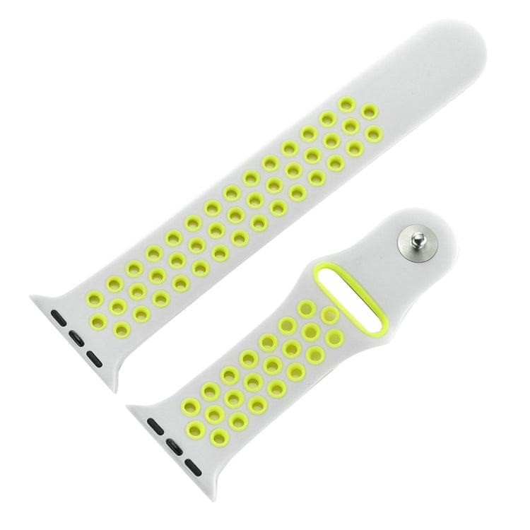 For Apple Watch Ultra 49mm&Watch Ultra 2 49mm / Series 10 46mm / 9&8&7 45mm / SE 3&SE 2&6&SE&5&4 44mm / 3&2&1 42mm Fashionable Classical Silicone Sport Watch Band(Grey Yellow) - Watch Bands by buy2fix | Online Shopping UK | buy2fix
