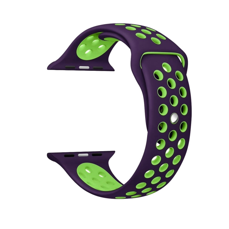 For Apple Watch Ultra 49mm&Watch Ultra 2 49mm / Series 10 46mm / 9&8&7 45mm / SE 3&SE 2&6&SE&5&4 44mm / 3&2&1 42mm Fashionable Classical Silicone Sport Watch Band(Purple Green) - Watch Bands by buy2fix | Online Shopping UK | buy2fix