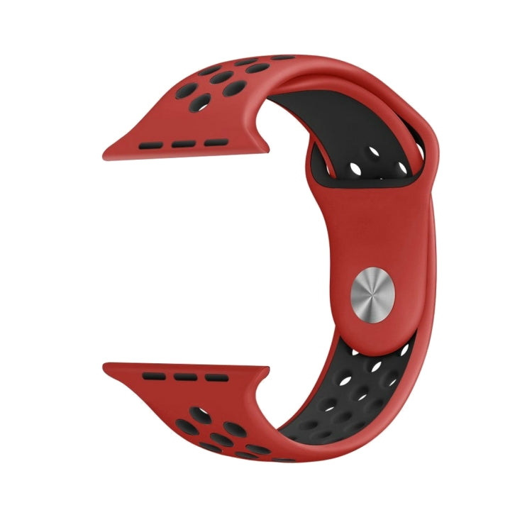 For Apple Watch Ultra 49mm&Watch Ultra 2 49mm / Series 10 46mm / 9&8&7 45mm / SE 3&SE 2&6&SE&5&4 44mm / 3&2&1 42mm Fashionable Classical Silicone Sport Watch Band(Red Black) - Watch Bands by buy2fix | Online Shopping UK | buy2fix