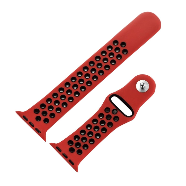 For Apple Watch Ultra 49mm&Watch Ultra 2 49mm / Series 10 46mm / 9&8&7 45mm / SE 3&SE 2&6&SE&5&4 44mm / 3&2&1 42mm Fashionable Classical Silicone Sport Watch Band(Red Black) - Watch Bands by buy2fix | Online Shopping UK | buy2fix