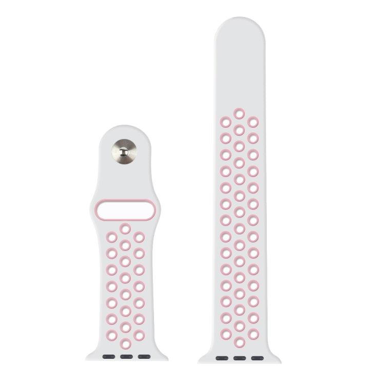 For Apple Watch Ultra 49mm&Watch Ultra 2 49mm / Series 10 46mm / 9&8&7 45mm / SE 3&SE 2&6&SE&5&4 44mm / 3&2&1 42mm Fashionable Classical Silicone Sport Watch Band (White Pink) - Watch Bands by buy2fix | Online Shopping UK | buy2fix