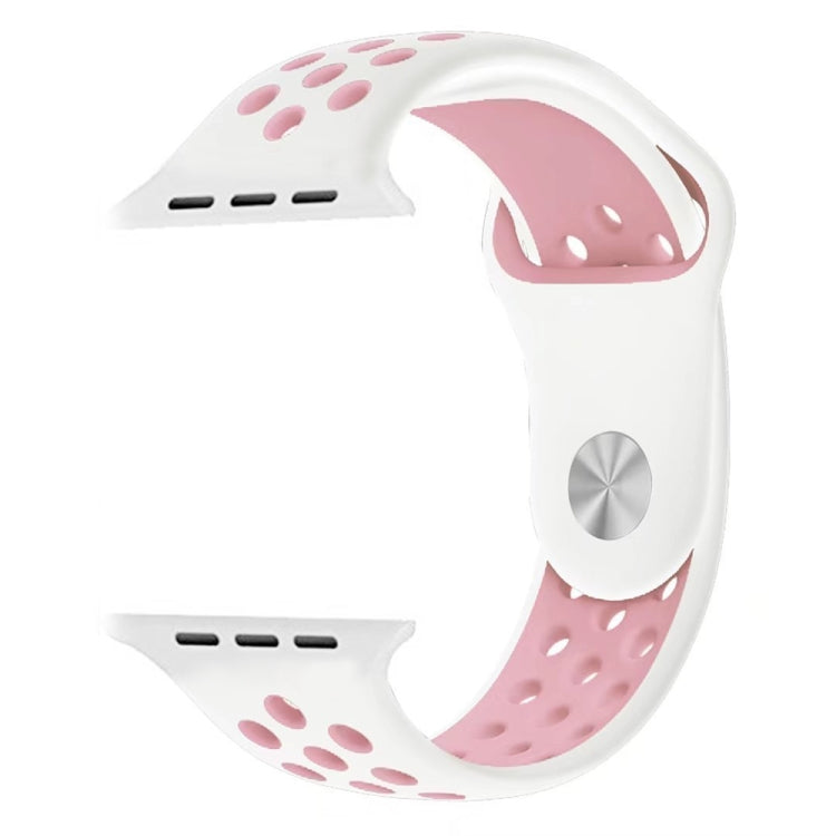 For Apple Watch Ultra 49mm&Watch Ultra 2 49mm / Series 10 46mm / 9&8&7 45mm / SE 3&SE 2&6&SE&5&4 44mm / 3&2&1 42mm Fashionable Classical Silicone Sport Watch Band (White Pink) - Watch Bands by buy2fix | Online Shopping UK | buy2fix