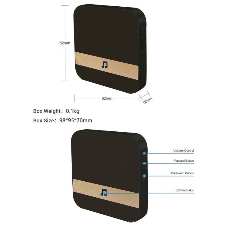B10 52 Chimes 110dB Doorbell Receiver Low Power Consumption Home Door Tools, EU Plug, AC 90-260V (Black) - Wireless Doorbell by buy2fix | Online Shopping UK | buy2fix