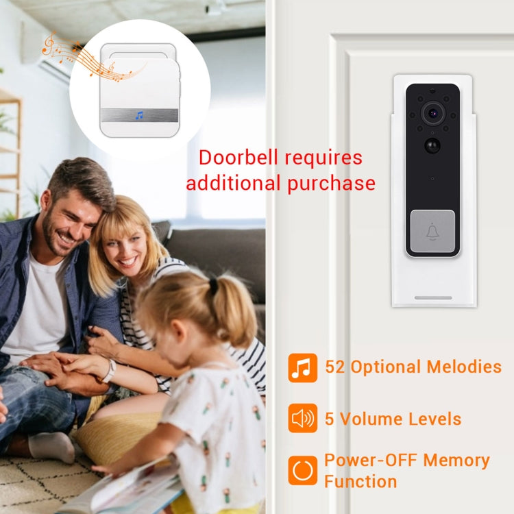 B10 52 Chimes 110dB Doorbell Receiver Low Power Consumption Home Door Tools, EU Plug, AC 90-260V (Black) - Wireless Doorbell by buy2fix | Online Shopping UK | buy2fix