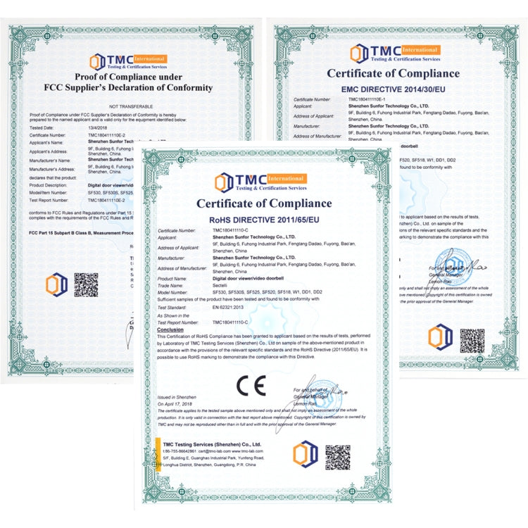 SF550 4.3 inch Screen 1.0MP Security Digital Door Viewer with 12 Polyphonic Music, Support PIR Motion Detection & Infrared Night Vision & 145 Degrees Wide Angle & TF Card (Black) by buy2fix