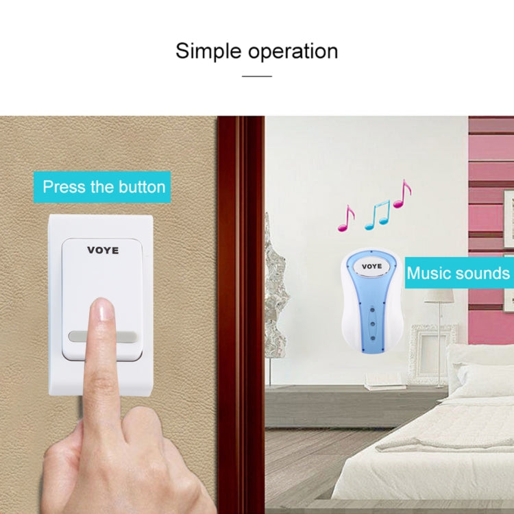 VOYE V008B Home Music Remote Control Wireless Doorbell with 38 Polyphony Sounds, US Plug (White) - Wireless Doorbell by VOYE | Online Shopping UK | buy2fix