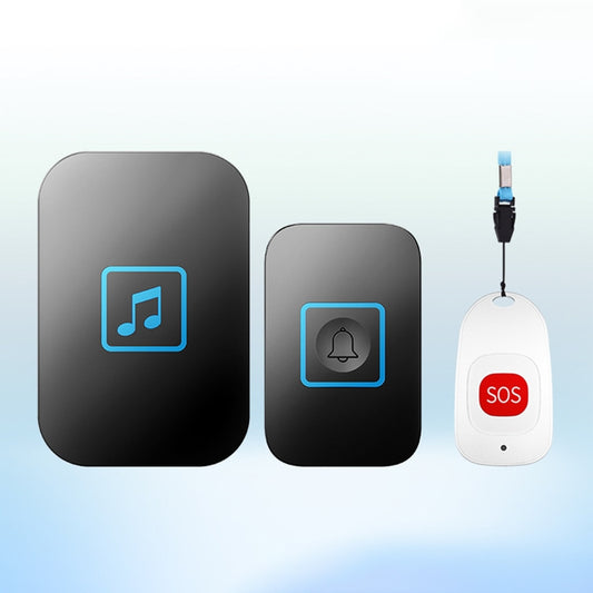 CACAZI C86 Wireless SOS Pager Doorbell Old man Child Emergency Alarm Remote Call Bell, US Plug(Black) by CACAZI