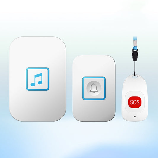 CACAZI C86 Wireless SOS Pager Doorbell Old man Child Emergency Alarm Remote Call Bell, US Plug(White) by CACAZI