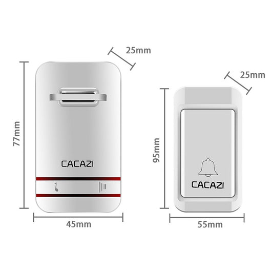 CACAZI V027G One Button One Receivers Self-Powered Wireless Home Kinetic Electronic Doorbell, EU Plug by CACAZI