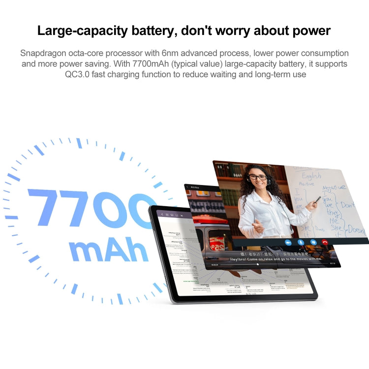 Lenovo Pad 10.6 inch 2022 WiFi Tablet, 6GB+128GB, Face Identification, Android 12, Qualcomm Snapdragon 680 Octa Core, Support Dual Band WiFi & Bluetooth(Lake Blue) by Lenovo