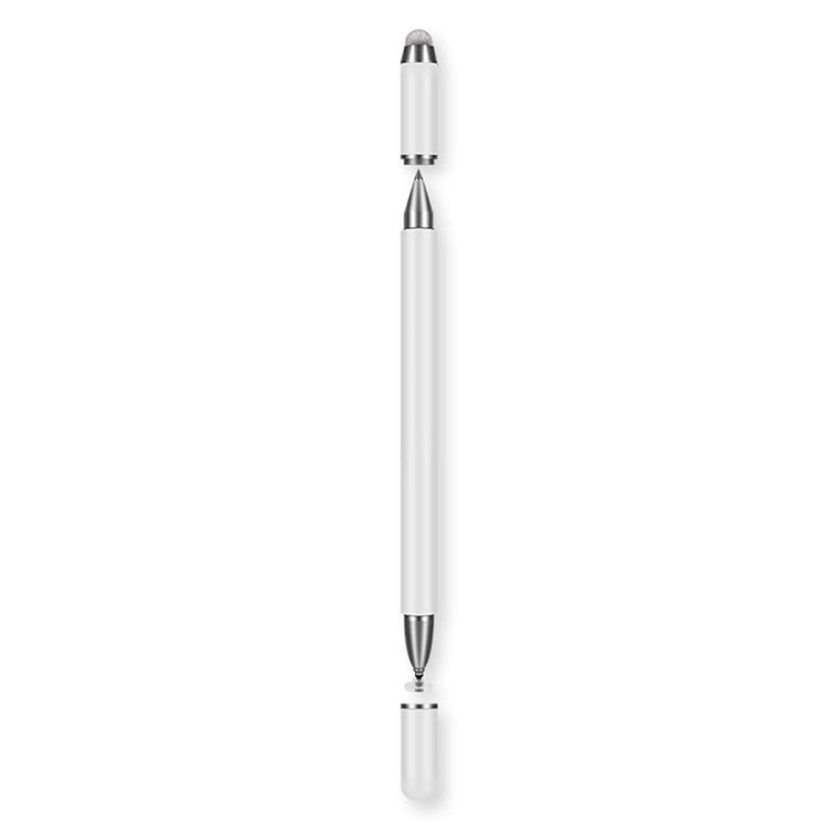 JB03 Universal Magnetic Pen Cap Pan Head + Fiber Cloth + Ball Point Pen 3 in 1 Stylus Pen for Smart Tablets and Mobile Phones (White) - Stylus Pen by buy2fix | Online Shopping UK | buy2fix