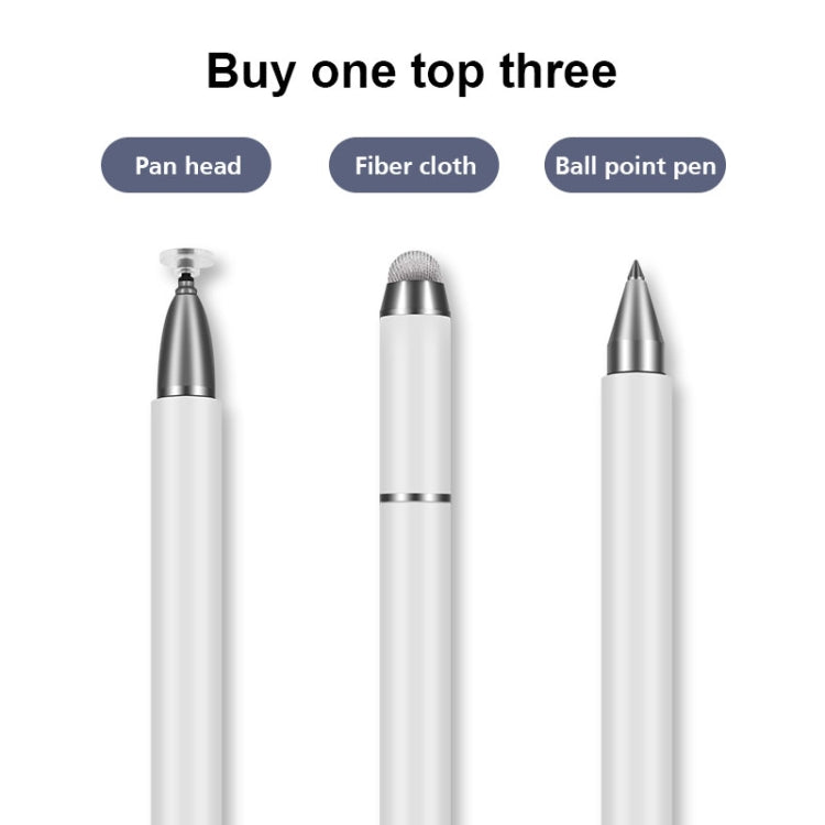 JB03 Universal Magnetic Pen Cap Pan Head + Fiber Cloth + Ball Point Pen 3 in 1 Stylus Pen for Smart Tablets and Mobile Phones (White) - Stylus Pen by buy2fix | Online Shopping UK | buy2fix