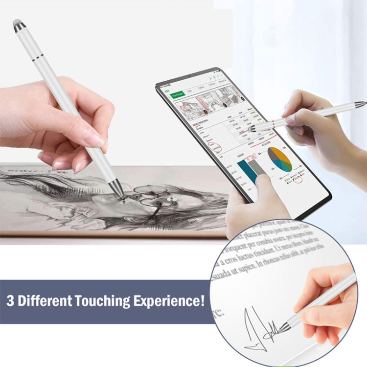 JB03 Universal Magnetic Pen Cap Pan Head + Fiber Cloth + Ball Point Pen 3 in 1 Stylus Pen for Smart Tablets and Mobile Phones (White) - Stylus Pen by buy2fix | Online Shopping UK | buy2fix