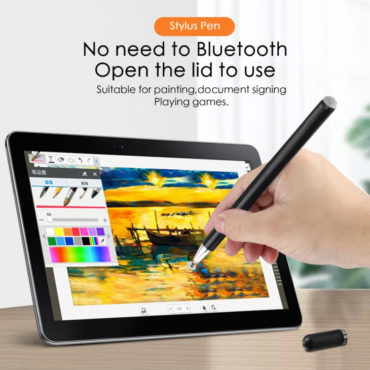 JD02 Universal Magnetic Pen Cap Pan Head + Fiber Cloth 2 in 1 Stylus Pen for Smart Tablets and Mobile Phones (Black) - Stylus Pen by buy2fix | Online Shopping UK | buy2fix