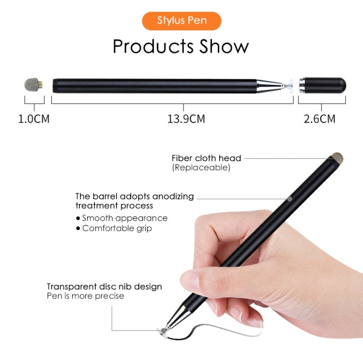 JD02 Universal Magnetic Pen Cap Pan Head + Fiber Cloth 2 in 1 Stylus Pen for Smart Tablets and Mobile Phones (Black) - Stylus Pen by buy2fix | Online Shopping UK | buy2fix