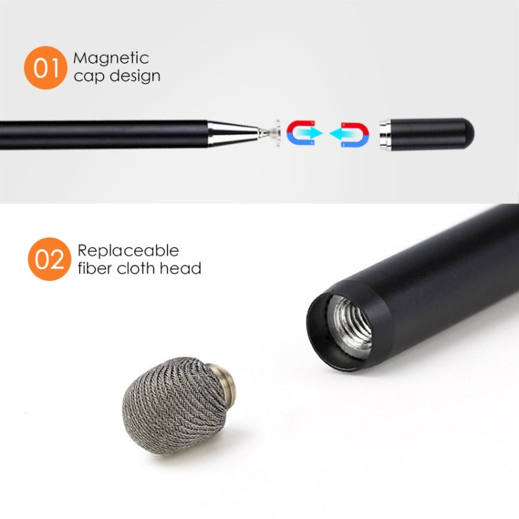 JD02 Universal Magnetic Pen Cap Pan Head + Fiber Cloth 2 in 1 Stylus Pen for Smart Tablets and Mobile Phones (Black) - Stylus Pen by buy2fix | Online Shopping UK | buy2fix