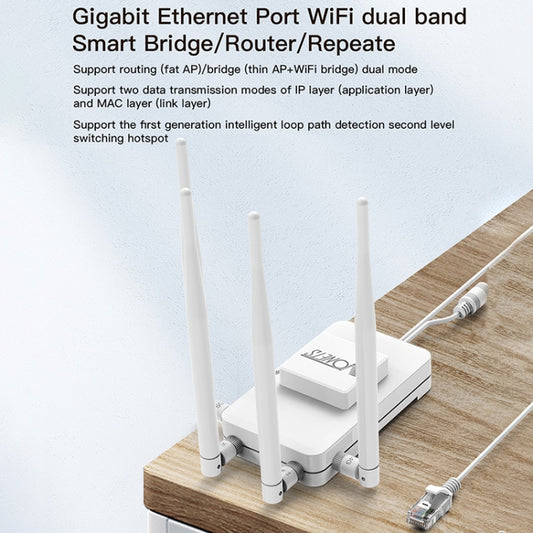 VONETS VAR1200-H 1200Mbps Wireless Bridge External Antenna Dual-Band WiFi Repeater, With DC Adapter Set by VONETS