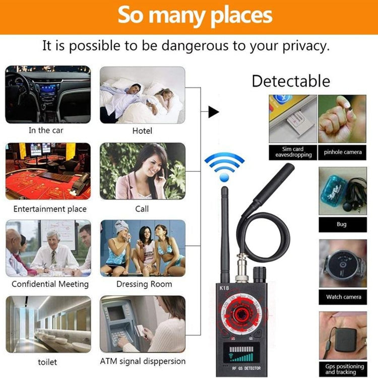K18 Anti-sneak Sneak Shot Wireless GPS Detector Wireless Signal Detector - WiFi Signal Detector by buy2fix | Online Shopping UK | buy2fix