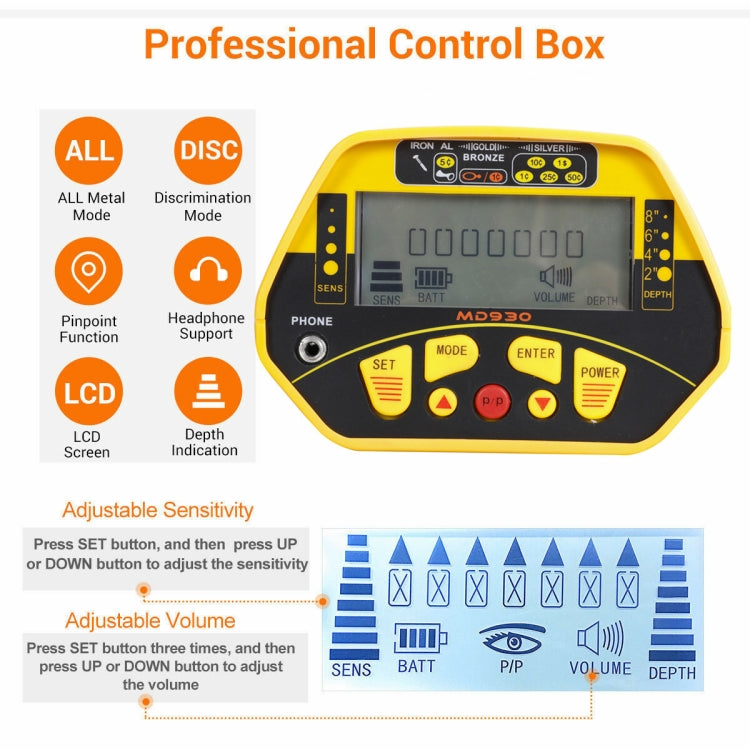 MD930 High Sensitivity and Accurate Positioning Underground Metal Detector with Backlight - Metal Detector by buy2fix | Online Shopping UK | buy2fix