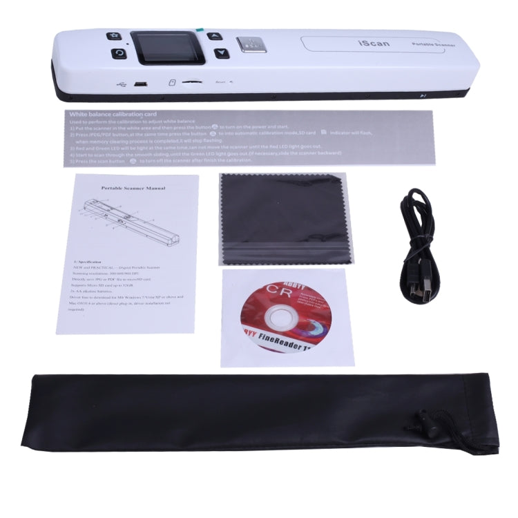 iScan02 Double Roller Mobile Document Portable Handheld Scanner with LED Display, Support 1050DPI / 600DPI / 300DPI / PDF / JPG / TF(White) - Portable Scanner by buy2fix | Online Shopping UK | buy2fix