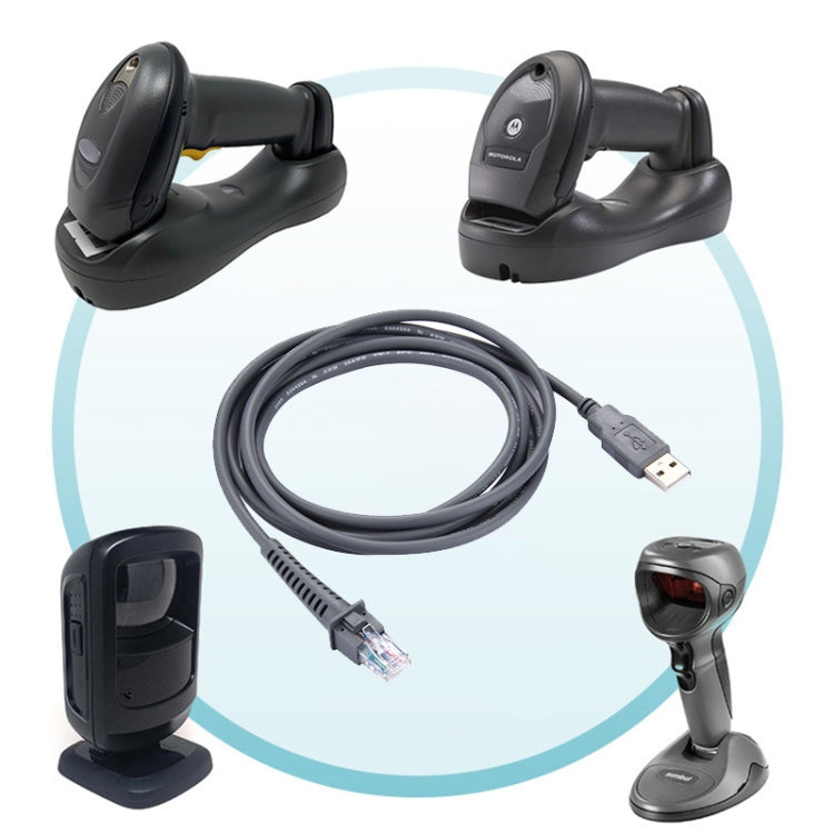 2m USB A Male to RJ45 Scanner Serial Data Cable for Symbol LS2208 / 2208AP / LS4278(Grey) by buy2fix