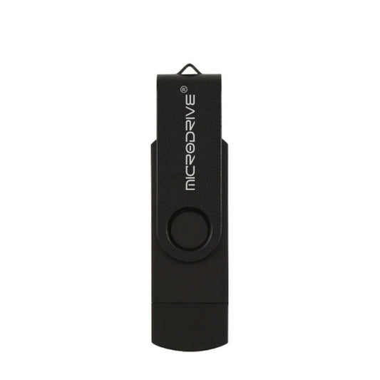 MicroDrive 64GB USB 2.0 Phone and Computer Dual-use Rotary OTG Metal U Disk (Black) by MicroDrive