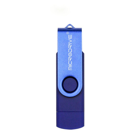 MicroDrive 64GB USB 2.0 Phone and Computer Dual-use Rotary OTG Metal U Disk (Blue) by MicroDrive