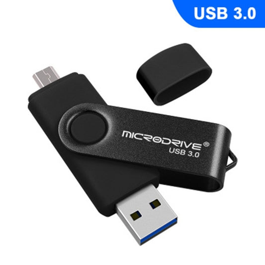 MicroDrive 16GB USB 3.0 Android Phone & Computer Dual-use Rotary Metal U Disk (Black) by MicroDrive