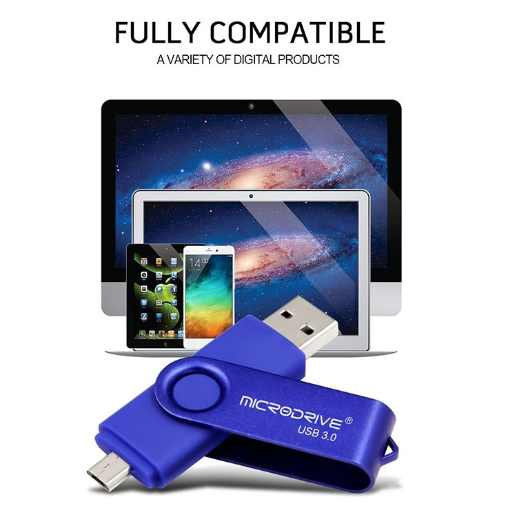 MicroDrive 16GB USB 3.0 Android Phone & Computer Dual-use Rotary Metal U Disk (Green) - USB Flash Drives by MicroDrive | Online Shopping UK | buy2fix