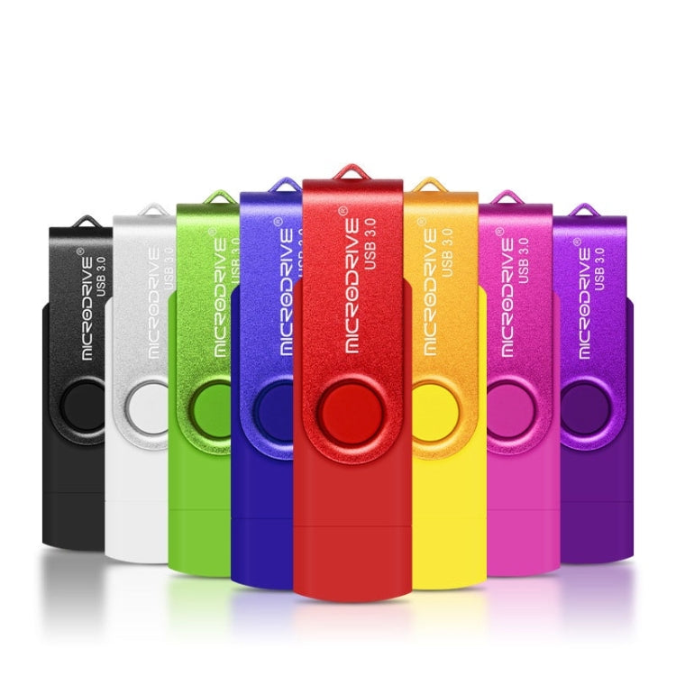 MicroDrive 16GB USB 3.0 Android Phone & Computer Dual-use Rotary Metal U Disk (White) by MicroDrive