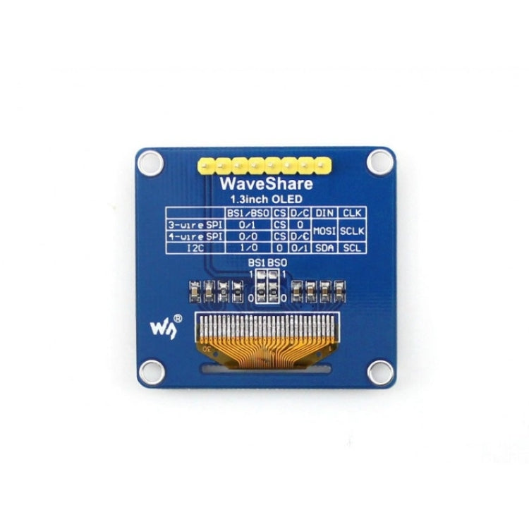 Waveshare 1.3 inch 128*64 OLED, SPI/I2C interfaces, Straight Vertical Pinheader - Modules Expansions Accessories by Waveshare | Online Shopping UK | buy2fix