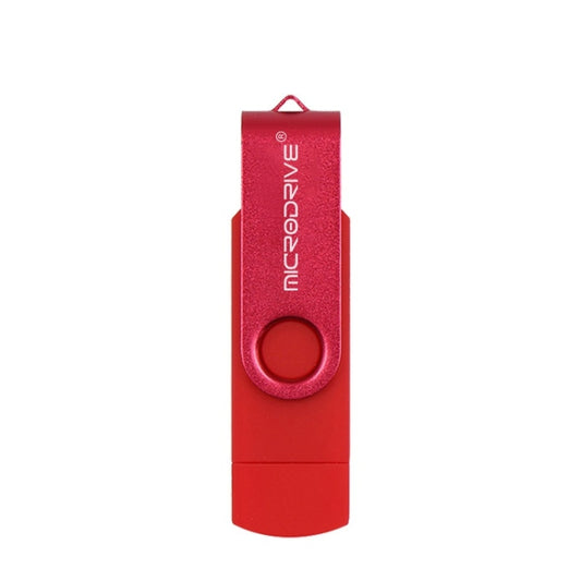 MicroDrive 32GB USB 2.0 Mobile Computer Dual-use Rotating OTG Metal U Disk (Red) by MicroDrive