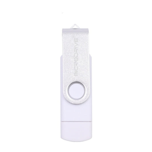 MicroDrive 32GB USB 2.0 Mobile Computer Dual-use Rotating OTG Metal U Disk (White) by MicroDrive