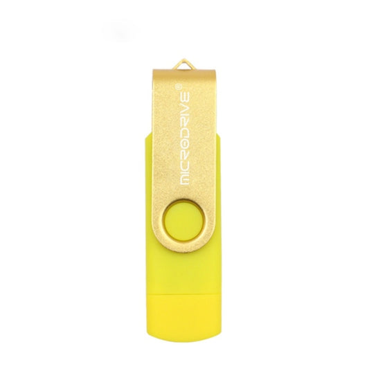 MicroDrive 32GB USB 2.0 Mobile Computer Dual-use Rotating OTG Metal U Disk (Yellow) by MicroDrive