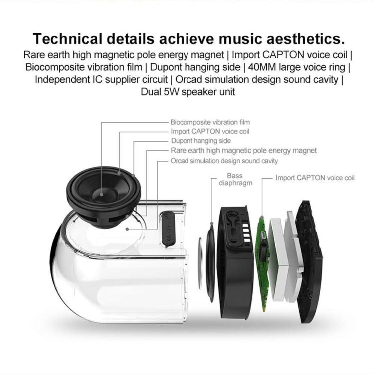 True 3D TWS Magnetic Wireless Bluetooth Stereo Surround HiFi Speaker with Full Transparent Home - Mini Speaker by buy2fix | Online Shopping UK | buy2fix