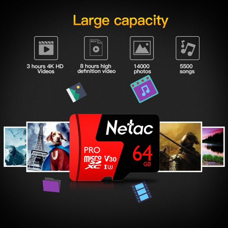 Netac P500 PRO 64GB U3 Speed Level Automobile Data Recorder Monitor Camera Memory Card TF Card by Netac