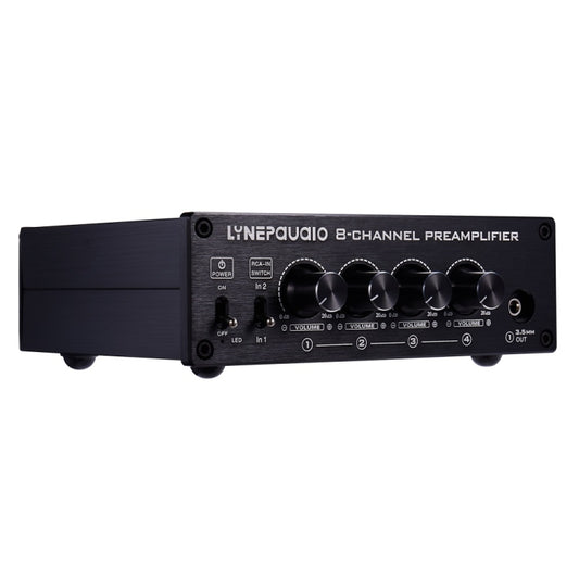 LINEPAUDIO B981 Pro 8-ch Pre-amplifier Speaker Distributor Switcher Speaker Comparator, Signal Booster with Volume Control & Earphone / Monitor Function (Black) by buy2fix