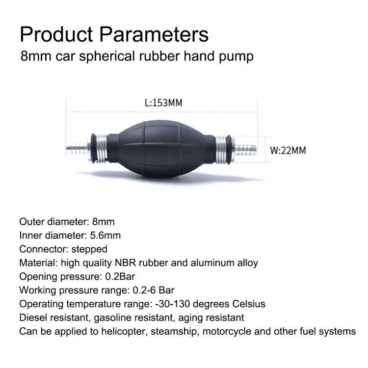 8mm Car Spherical Rubber Car Boat Motorcycle Gasoline Pump Crude Oil Pump Hand Pump - Engines & Engine Parts by buy2fix | Online Shopping UK | buy2fix