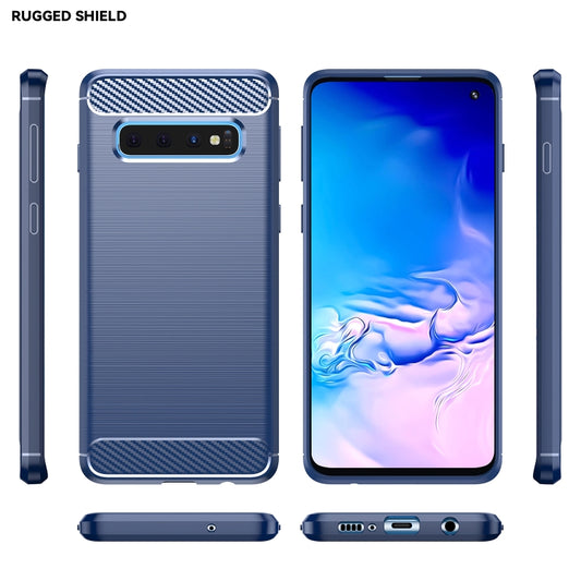 Brushed Texture Carbon Fiber TPU Case for Galaxy S10(Navy Blue) by buy2fix