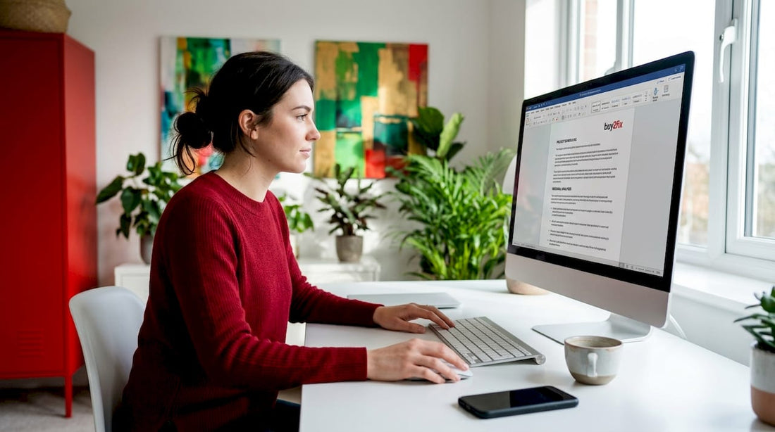 Home office with person using LCD computer monitor
