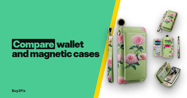 Buy2Fix guide: Compare wallet and magnetic cases, featuring For Samsung Galaxy S24 Ultra 5G POLA Flower Multi-functional Zipper Wallet Leather Phone Case(Green)