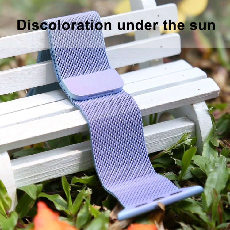 For Apple Watch Ultra 49mm&Watch Ultra 2 49mm / Series 10 46mm / 9&8&7 45mm / SE 3&SE 2&6&SE&5&4 44mm / 3&2&1 42mm Color-changing Magnetic Nylon Watch Band (Sky Blue) by buy2fix